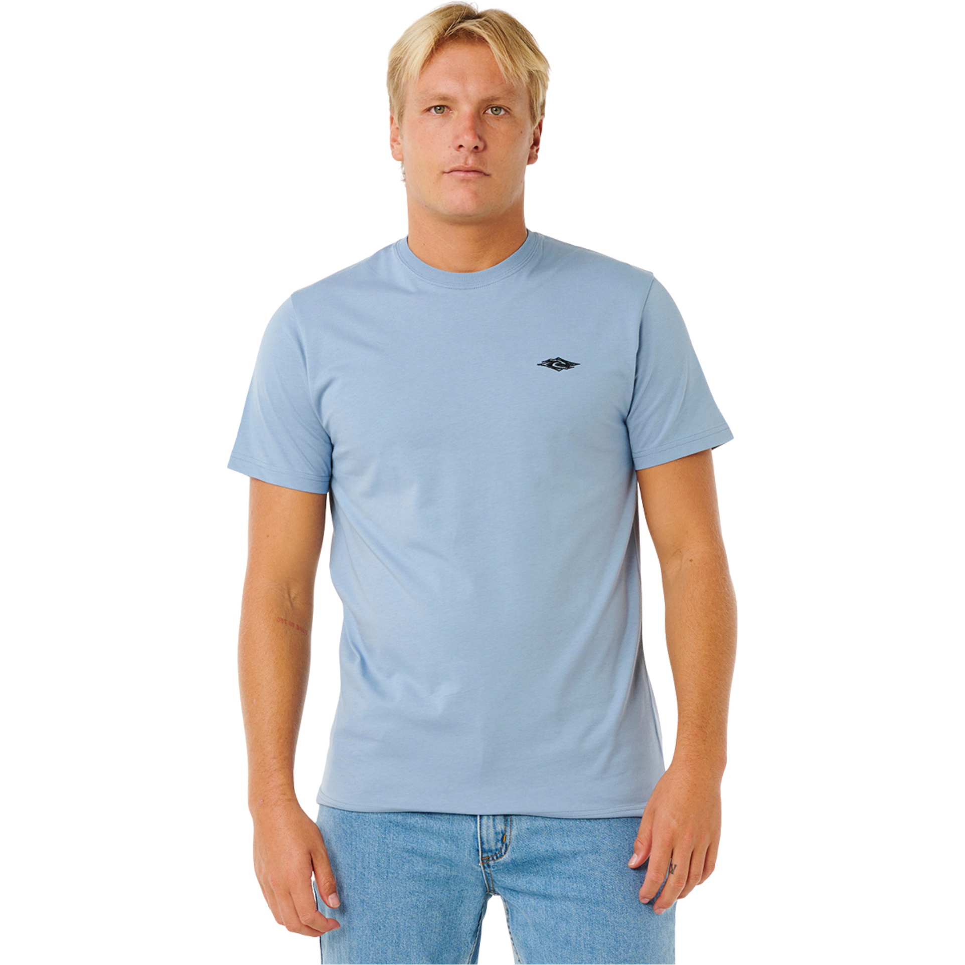 2026 Rip Curl Mens Streamline Embroid Tee 10XMTE - Faded Denim